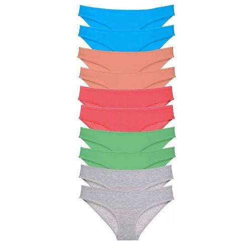 10 Adet Süper Eko Set Likralı Kadın Slip Gri Pudra Yeşil Fuşya Mavi
