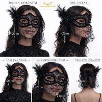 Siyah Dantel Tüllü Peçeli Parti Maskesi