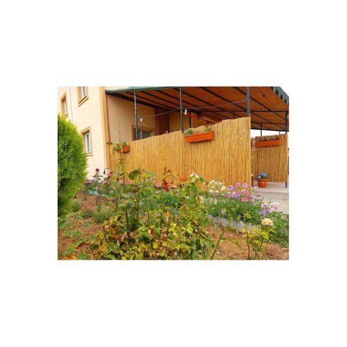 HasırKamış 1m X 5m Hasır Kamış Çit Bambu Gölgelik Bahçe Dekor Misina Örgü Kamış Hasır Doğal