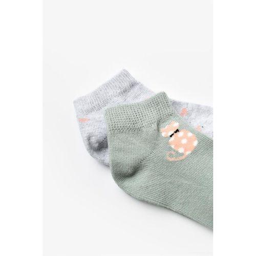 Bibaby Biorganic Cat 2'Li Yaş Patik Çorap 68427 Mint Gri