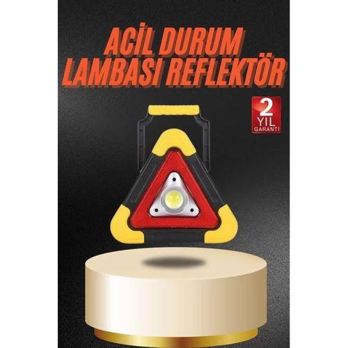 Işıklı İkaz Lambası Reflektör Şarjlı Işıklı Üçgen Led Acil Durum Feneri
