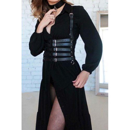 5 Sıralı Deri Kemer ve Choker Takım