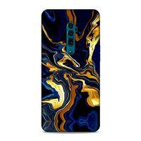 Oppo Reno 10x Zoom Kılıf Lacivert Kahve Mermer Arka Kapak Silikon Koruma Full Koruyucu