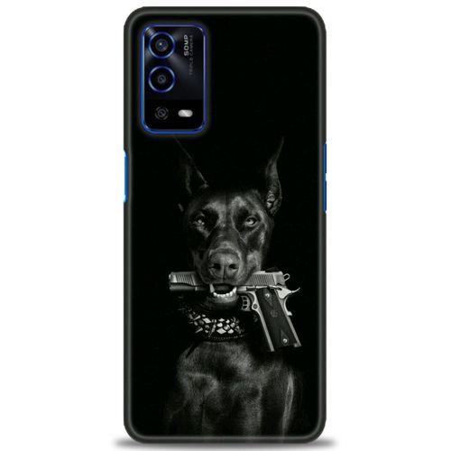 Oppo A55 Kılıf HD Baskılı Kılıf - Tabanca ve Köpek + Tam Ekran Koruyucu