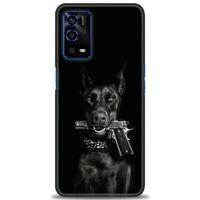 Oppo A55 Kılıf HD Baskılı Kılıf - Tabanca ve Köpek + Tam Ekran Koruyucu