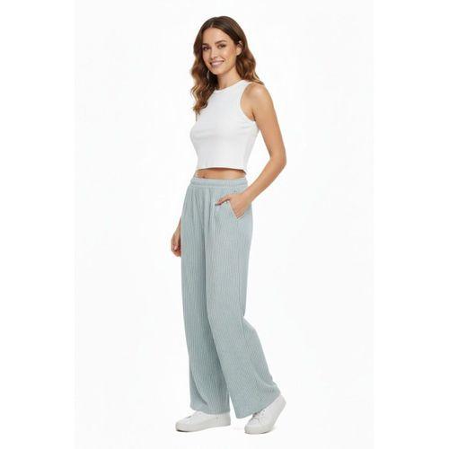 Kadın Su Yolu Çizgili Lastikli Pantolon BGL-ST04765