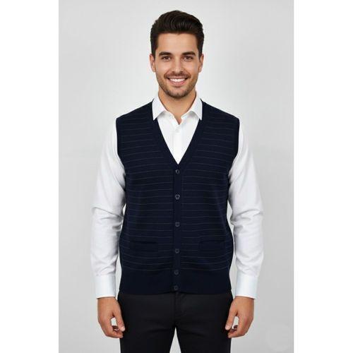 Erkek Düğmeli Yelek Cepli Çelik Örgü Klasik Kalıp BGL-ST04836