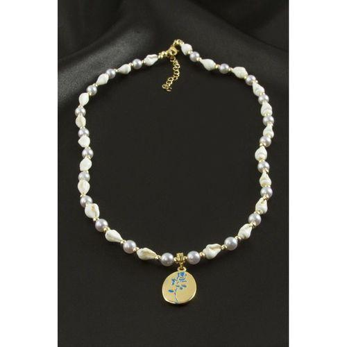 Gül Deniz Kabuğu İnci Mineli Kolye