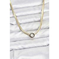 Gold Renk Pirinç Zirkon Taşlı Kadın Kolye