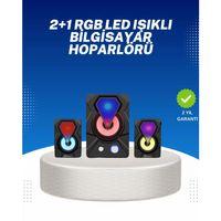 Rgb Işıklı Usb Hoparlör Seti 9w Çıkış Gücü Derin Bas