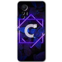 Potkal Hediye Fabrikası Xiaomi Mi 12 Lite HD Baskılı Kılıf + 9D Tam Ekran Koruyucu - Dark Neon Yaprak C Harfi