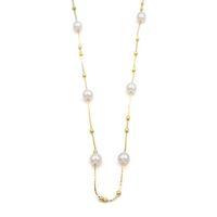 İncili Zincir Kolye - 14K Altın