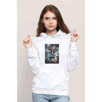 Tomb Raider Lara Croft Baskılı Beyaz Kadın Kapşonlu Sweatshirt