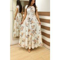 Kadın Kısa Kollu Bisiklet Yaka Puantiyeli Maksi örme Krep Elbise