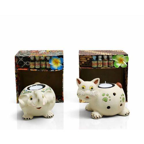 Seramik Buda Büstü Buhurdanlık Seti