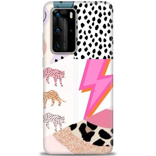 Huawei P40 Pro Kılıf HD Baskılı Kılıf - Kaplan Benek Şimşek + Tam Ekran Koruyucu