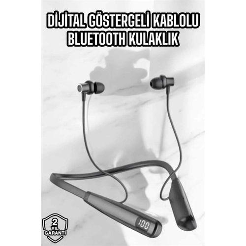 Dijital Göstergeli Kulak İçi Kablosuz Bluetooth Kulaklık Boyun Bantlı