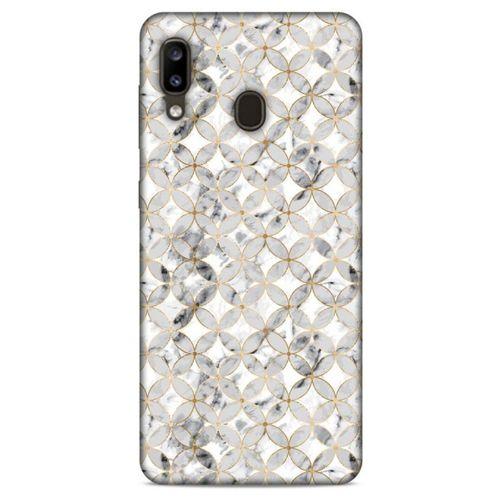 Mermer Desenli (37) Tema Silicone Cover Gümüş Gri Samsung Galaxy A20 Kılıf
