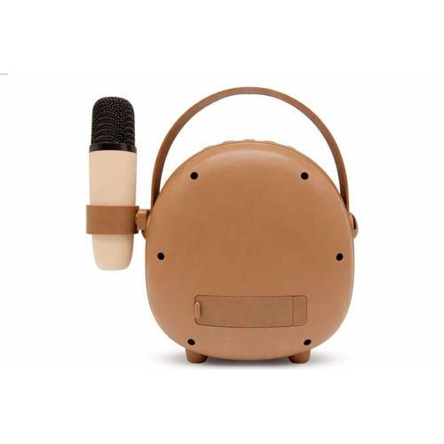 Çocuklara Özel Retro Tasarımlı Bluetooth Karaoke Mikrofon Ve Ahşap Tripodlu – Kahverengi