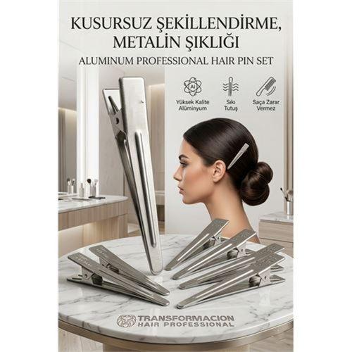 8'li  Profesyonel Alüminyum Saç Pensi Seti Metal Toka Saç Pensi 720577