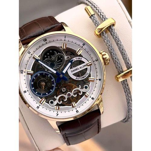 Daniel Klein Deri Kordon Otomatik Mekanizma Metap Ve Güneş Kadranlı Erkek Kol Saati+Bileklik 14013.5