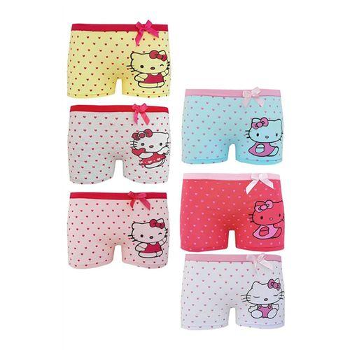 Dode Flora Neyl Kız Çocuk Karışık Kedicik Desenli Likralı Pamuklu 6 Lı Paçalı Boxer