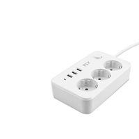 Termal Akım Korumalı Uzatma Kablosu 3 Priz + 3X Usb 2.1A Anahtarlı 2 M - Beyaz 3406-01