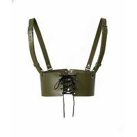 Haki Deri Kadın Elbise Kemeri, Omuzdan Askılı Elbise Kemeri - APFT1429