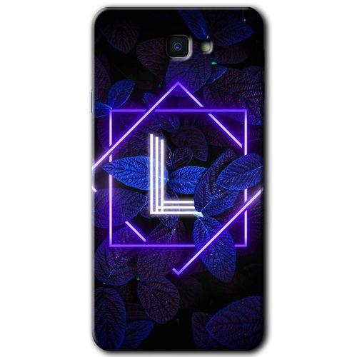 Potkal Hediye Fabrikası Samsung Galaxy J7 Prime HD Baskılı Kılıf + 9D Tam Ekran Koruyucu - Dark Neon Yaprak L Harfi