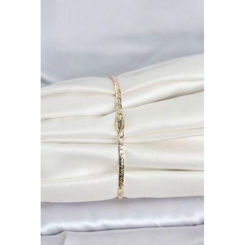 CM 14K Gold Renk Yassı Ezme Zincir Model Kadın Bileklik