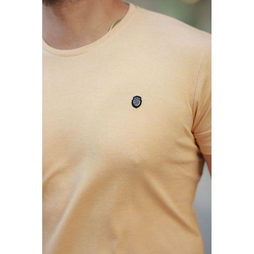 Erkek Bisiklet Yaka Arma Detaylı Basic Kısa Kollu Tişört