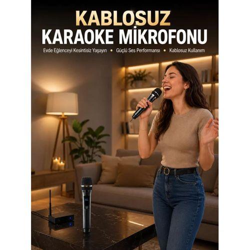 Profesyonel Kablosuz Mikrofon Seti Çift Mikrofonlu