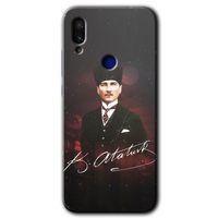 MRCİLETİSİM Xiaomi Redmi Note 7 Kılıf HD Desen Baskılı Arka Kapak+Temperli Cam - Kemal Atatürk