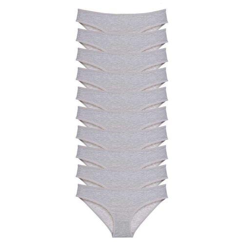 10 Adet Süper Eko Set Likralı Kadın Slip Külot Gri
