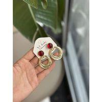 Taşlı Küpe - Bordo