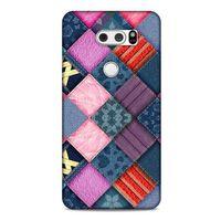 LG K50S Kılıf Patchwork (39) Liquid Crystal Kılıf Şeker Pembe Bordo