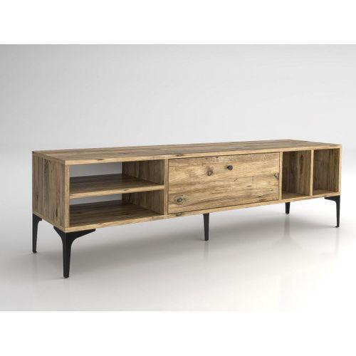 Wood'n Love Milan Tv Ünitesi Minifiks Bağlantı , Dolap Metal Ayak - Atlantik Çam / Siyah