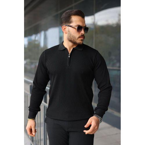 Erkek Selanik örme Yakalı Uzun Kollu Triko