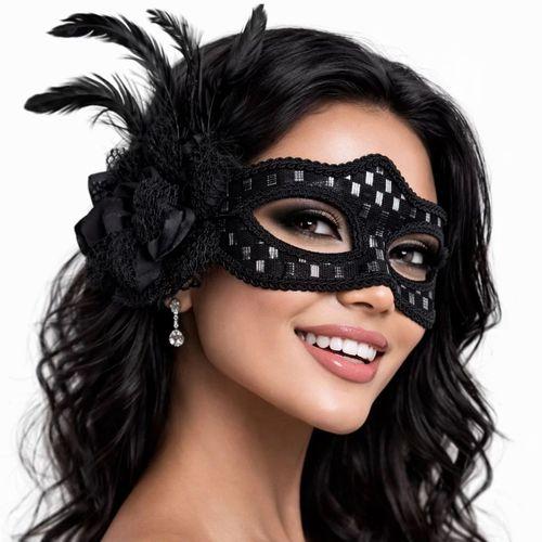 Siyah Tüylü Balo Maskesi