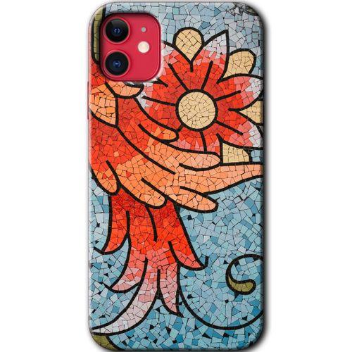 Potkal Hediye Fabrikası iPhone 11 HD Baskılı Kılıf + 9D Tam Ekran Koruyucu - Mozaik Çiçek