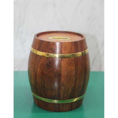 Pirinç Ahşap Fıçı Kumbara