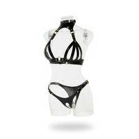 Siyah Harness Takım Deri Boyunluklu Metal Tokalı - Brf1089