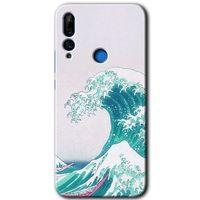 Huawei Y9 Prime 2019 Kılıf Baskılı Kapak - Dalga +Tam Kaplayan Mat Seramik