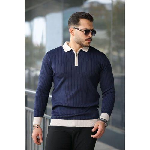 Erkek Kol Ve Yaka Detaylı Uzun Kollu Triko