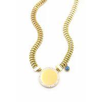 Taşlı Plaka Kolye - Altın