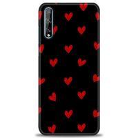 Huawei P Smart S Kılıf HD Baskılı Kılıf - Kırmızı Kalpler + Tam Ekran Koruyucu