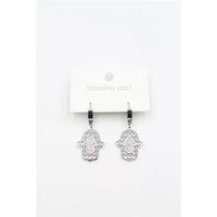 Taşlı Fatıma Eli Küpe - Gümüş