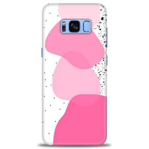 Samsung Galaxy S8 Plus Kılıf HD Baskılı Kılıf - Pembe Beyaz Siyah + Tam Ekran Koruyucu