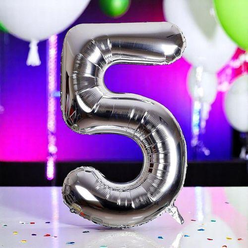 YÜKSEK KALİTE 1 METRE GÜMÜŞ 5 RAKAM BALON GÜMÜŞ 5 RAKAM FOLYO BALON UÇAN BALONA HELYUM GAZINA UYGUN