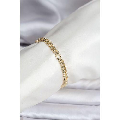 14K Gold Renk Kaplama Lazerli Zincir Model CM Kadın Bileklik